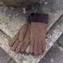 SHEEPSKIN CUFF GLOVES BROWN